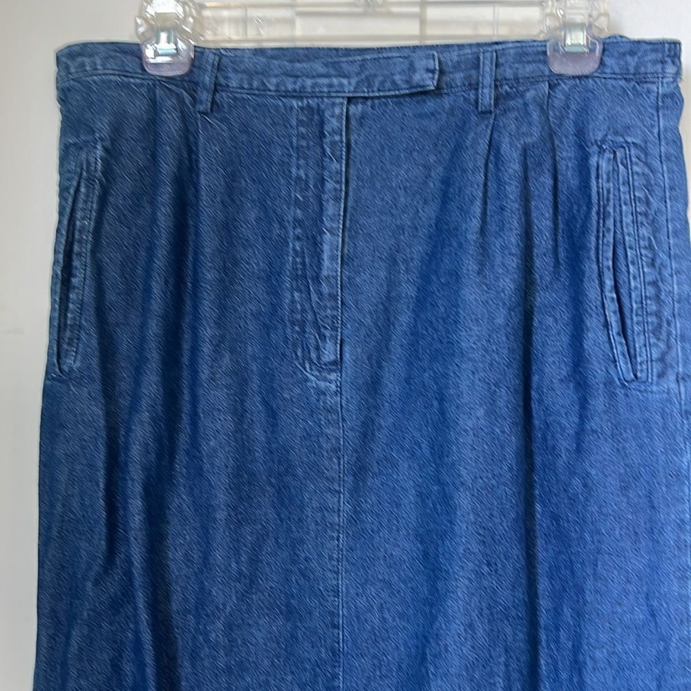 Karen Scott 100% Cotton Women’s Maxi Jean Cowgirl Western Pleated Midi Skirt 12 - Picture 5 of 14
